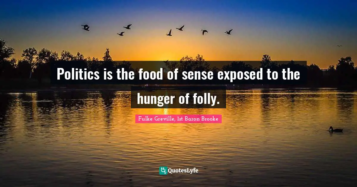 Politics is the food of sense exposed to the hunger of folly.
