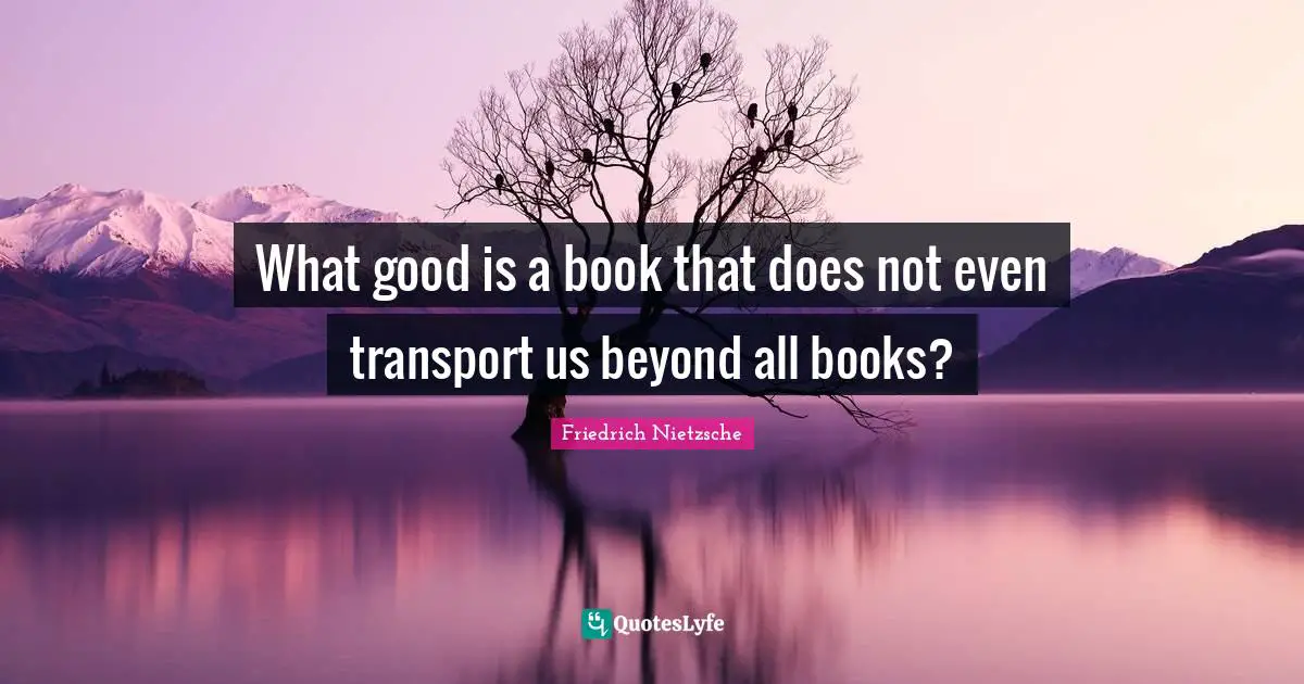 What good is a book that does not even transport us beyond all books?