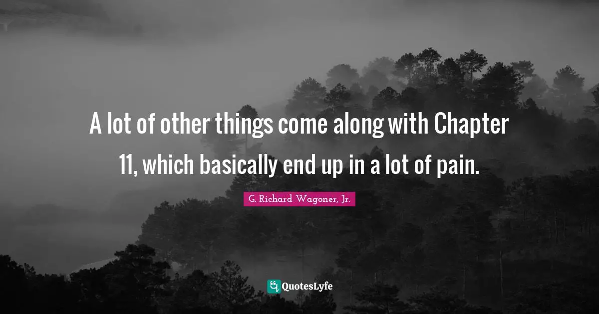 A lot of other things come along with Chapter 11, which basically end up in a lot of pain.