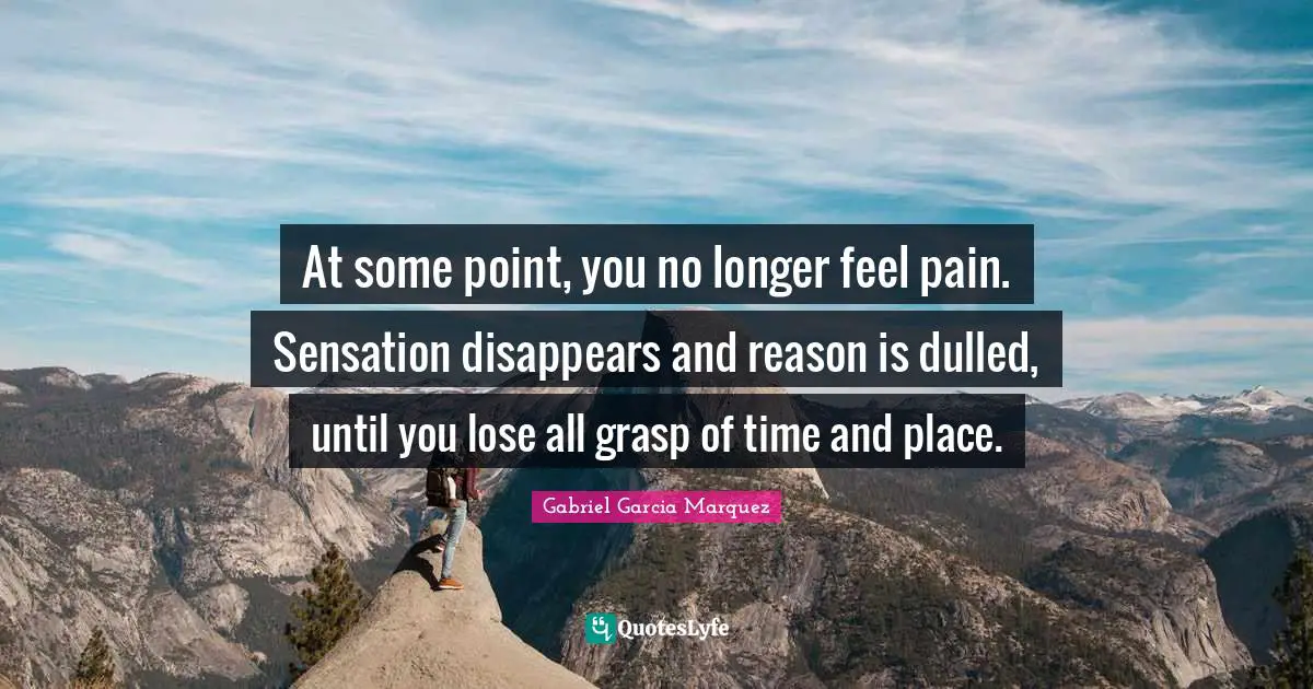 At some point, you no longer feel pain. Sensation disappears and reason is dulled, until you lose all grasp of time and place.