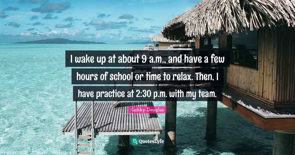 I wake up at about 9 a.m., and have a few hours of school or time to relax. Then, I have practice at 2:30 p.m. with my team.