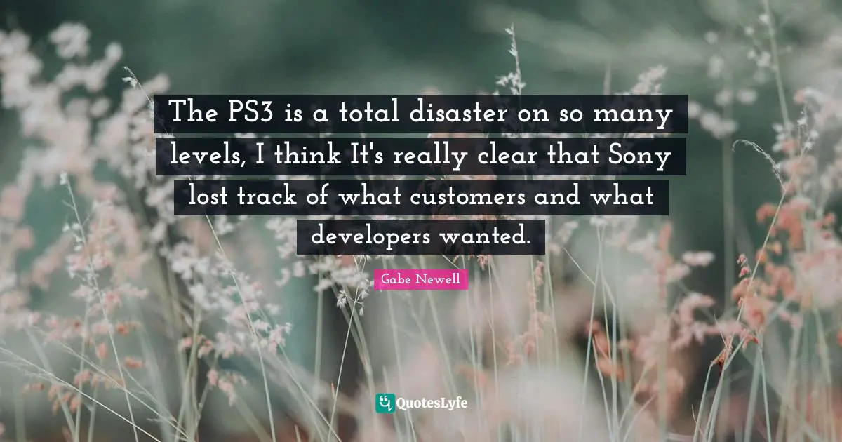 The PS3 is a total disaster on so many levels, I think It's really clear that Sony lost track of what customers and what developers wanted.