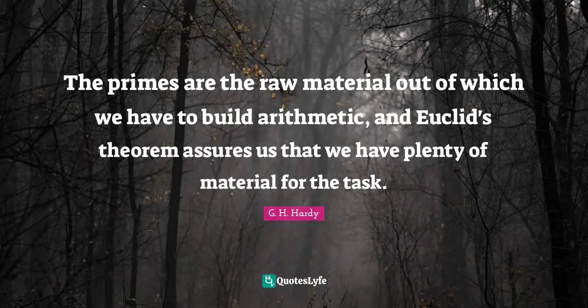 The primes are the raw material out of which we have to build arithmetic, and Euclid's theorem assures us that we have plenty of material for the task.