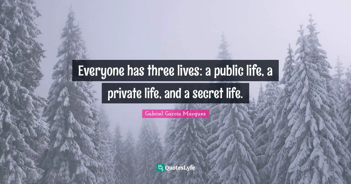 Everyone has three lives: a public life, a private life, and a secret life.