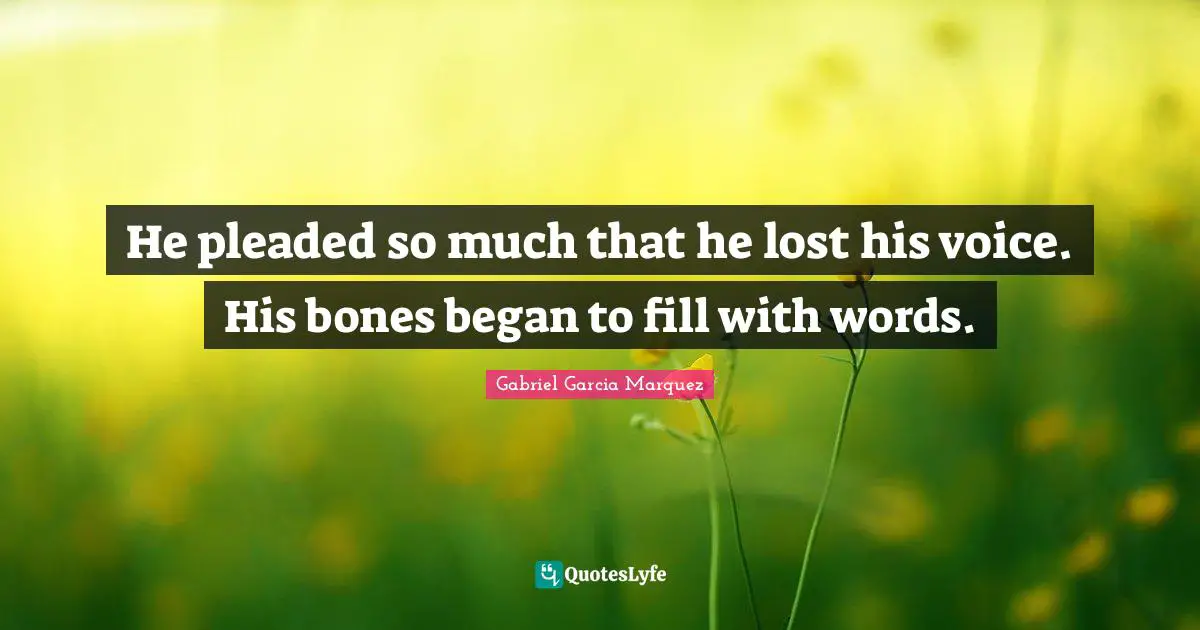 He pleaded so much that he lost his voice. His bones began to fill with words.