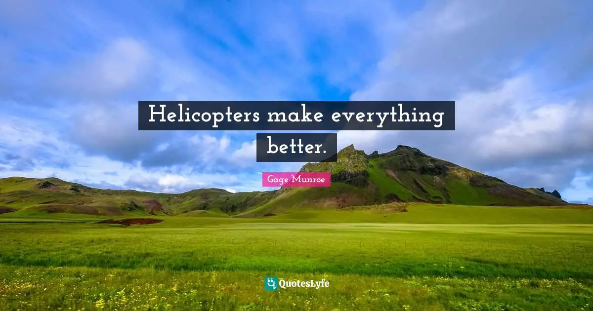 Helicopters Quotes: "Helicopters make everything better."