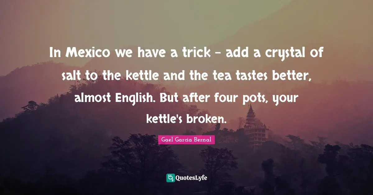 In Mexico we have a trick - add a crystal of salt to the kettle and the tea tastes better, almost English. But after four pots, your kettle's broken.