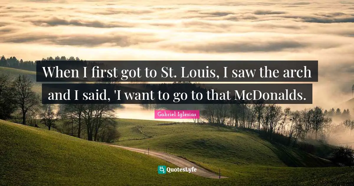 Mcdonalds Quotes: "When I first got to St. Louis, I saw the arch and I said, 'I want to go to that McDonalds."