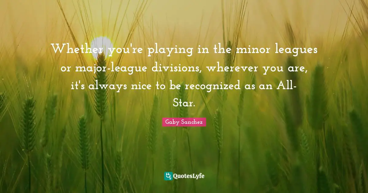 Whether you're playing in the minor leagues or major-league divisions, wherever you are, it's always nice to be recognized as an All-Star.