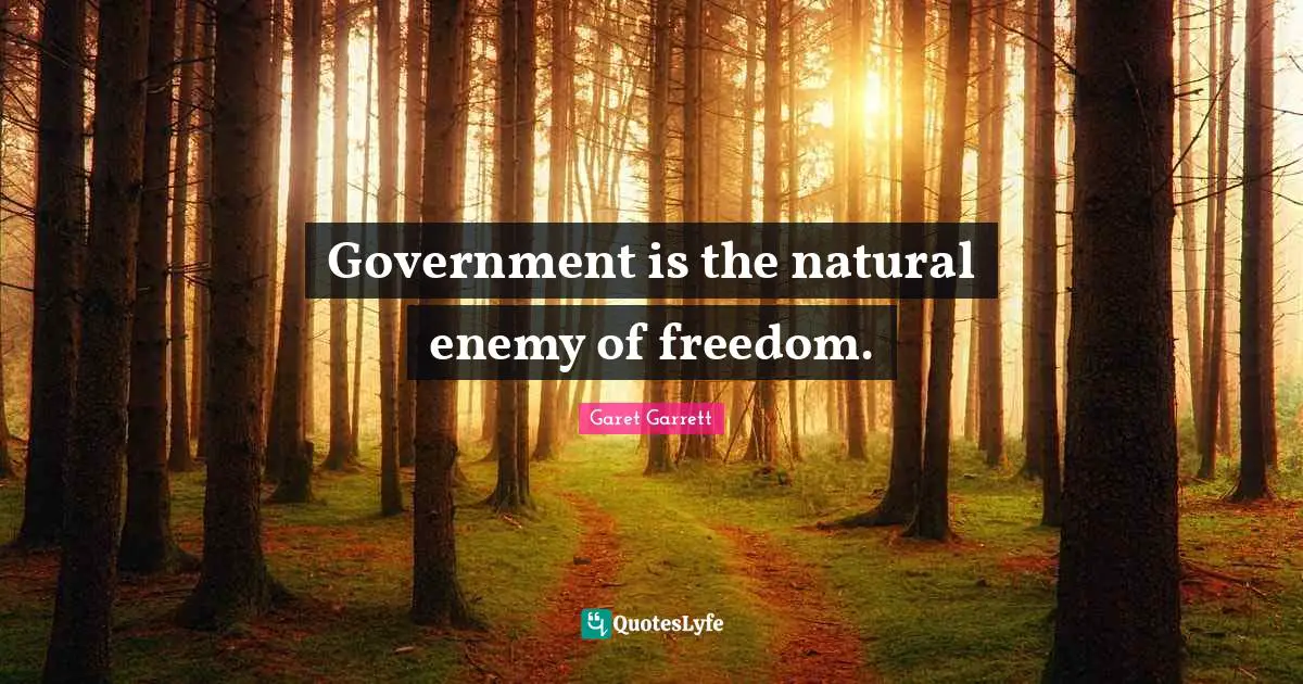 Garet Garrett Quotes: "Government is the natural enemy of freedom."