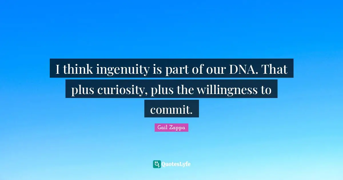 I think ingenuity is part of our DNA. That plus curiosity, plus the willingness to commit.
