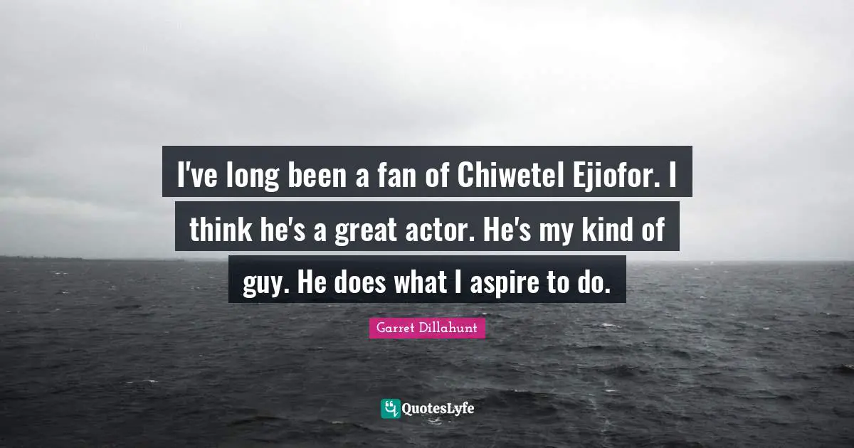 I've long been a fan of Chiwetel Ejiofor. I think he's a great actor. He's my kind of guy. He does what I aspire to do.