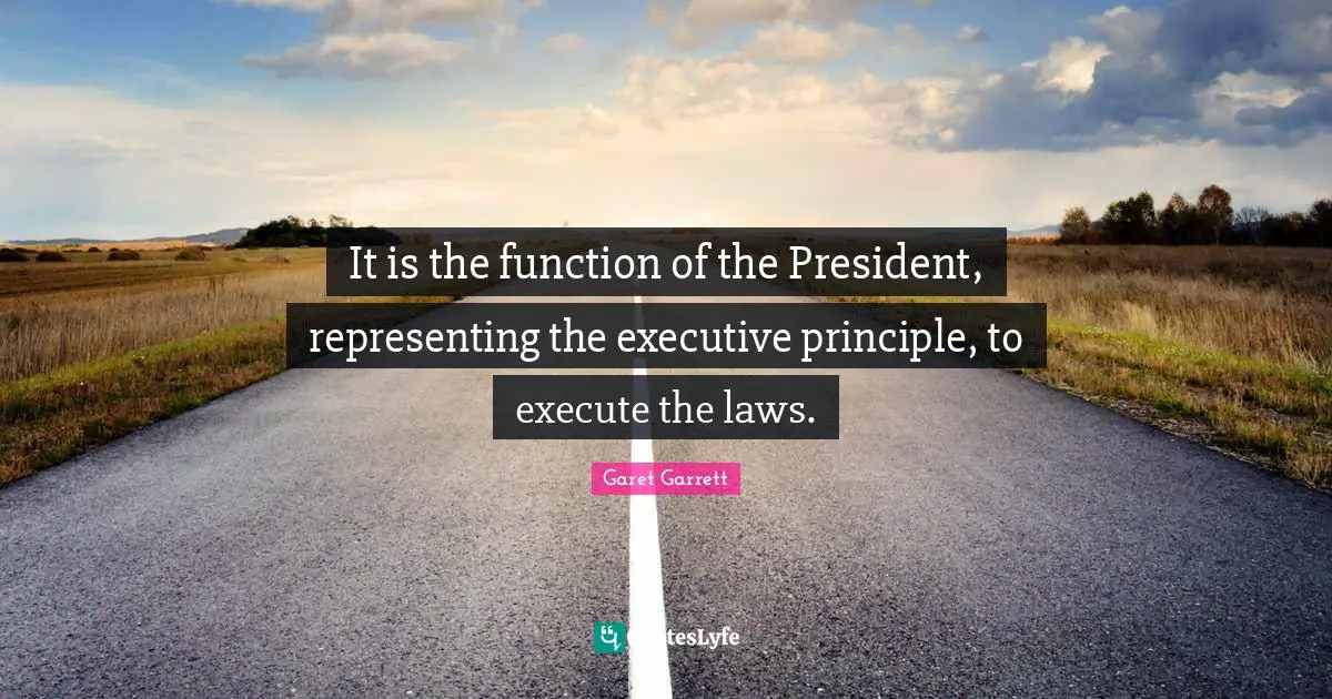 Representing Quotes: "It is the function of the President, representing the executive principle, to execute the laws."