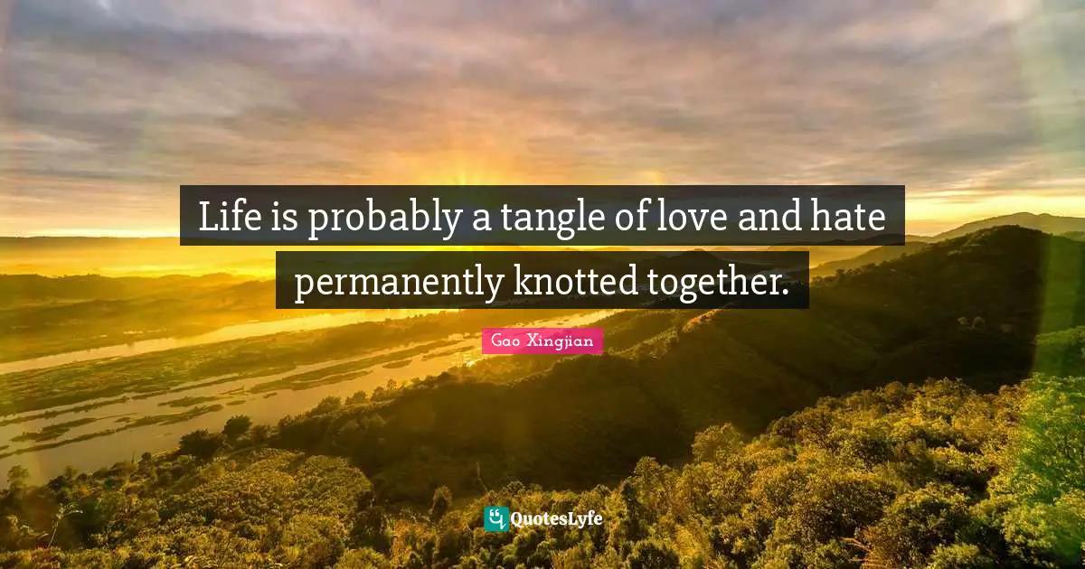 Life is probably a tangle of love and hate permanently knotted together.