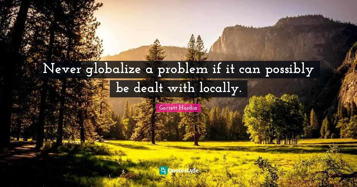 Never globalize a problem if it can possibly be dealt with locally.