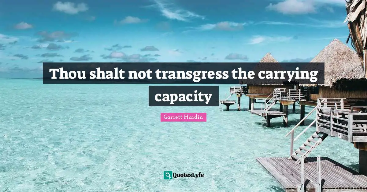 Thou shalt not transgress the carrying capacity