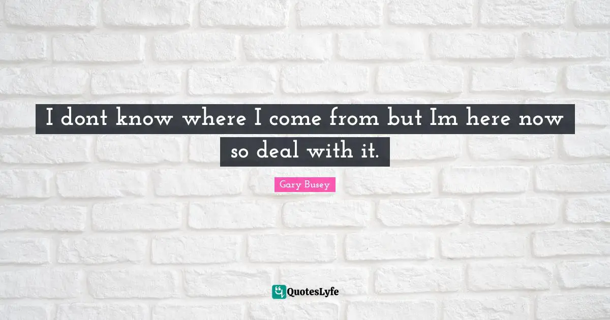 Gary Busey Quotes: "I dont know where I come from but Im here now so deal with it."