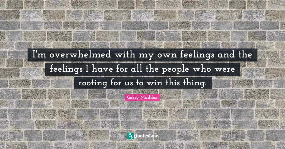 I'm overwhelmed with my own feelings and the feelings I have for all the people who were rooting for us to win this thing.