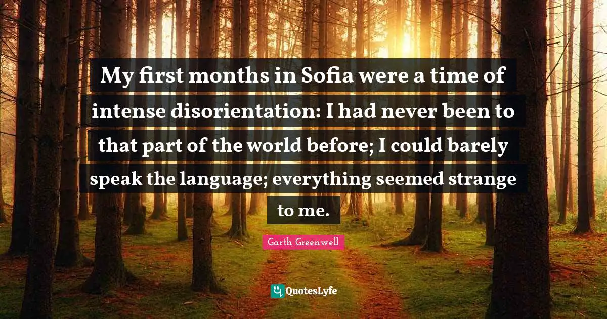 My first months in Sofia were a time of intense disorientation: I had never been to that part of the world before; I could barely speak the language; everything seemed strange to me.