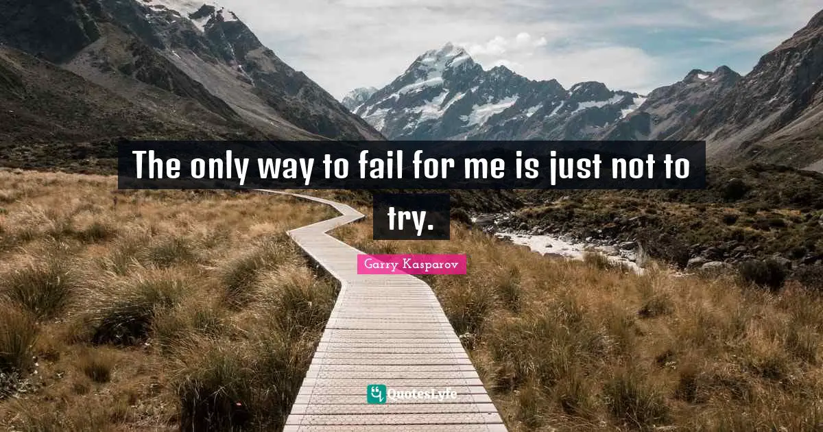 The only way to fail for me is just not to try.