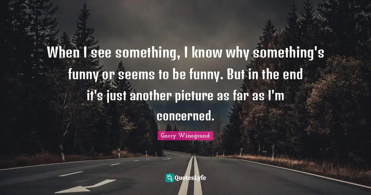 When I see something, I know why something's funny or seems to be funny. But in the end it's just another picture as far as I'm concerned.