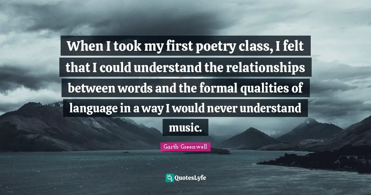 When I took my first poetry class, I felt that I could understand the relationships between words and the formal qualities of language in a way I would never understand music.