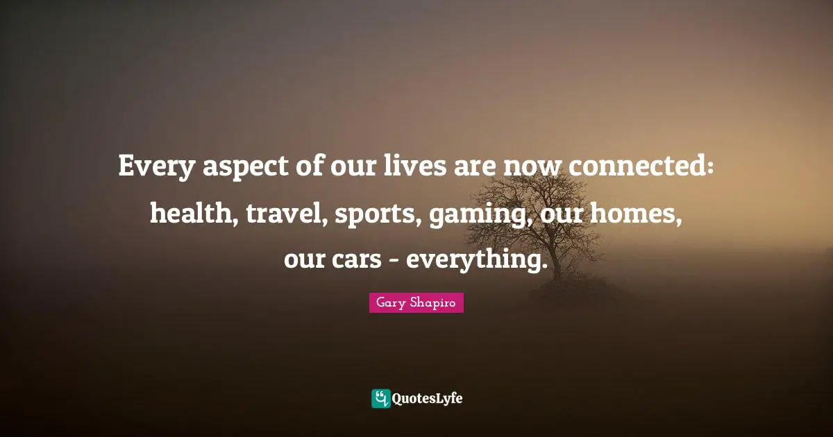 Every aspect of our lives are now connected: health, travel, sports, gaming, our homes, our cars - everything.