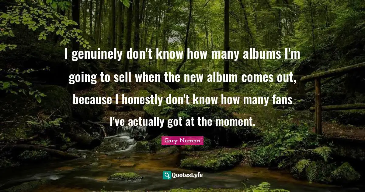 I genuinely don't know how many albums I'm going to sell when the new album comes out, because I honestly don't know how many fans I've actually got at the moment.