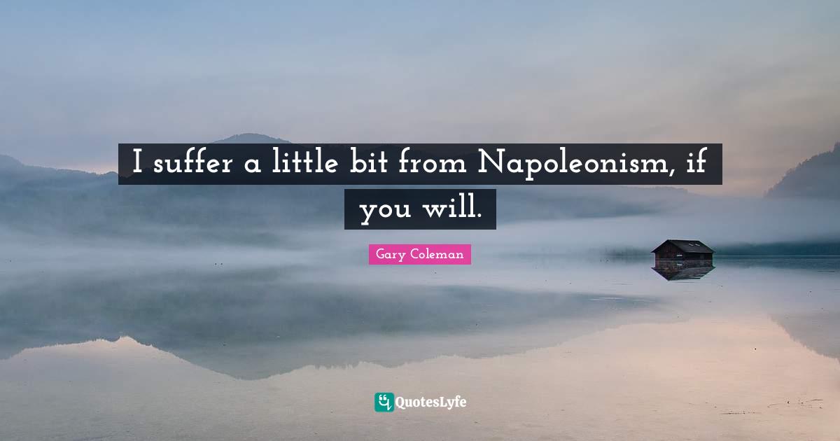 I suffer a little bit from Napoleonism, if you will.