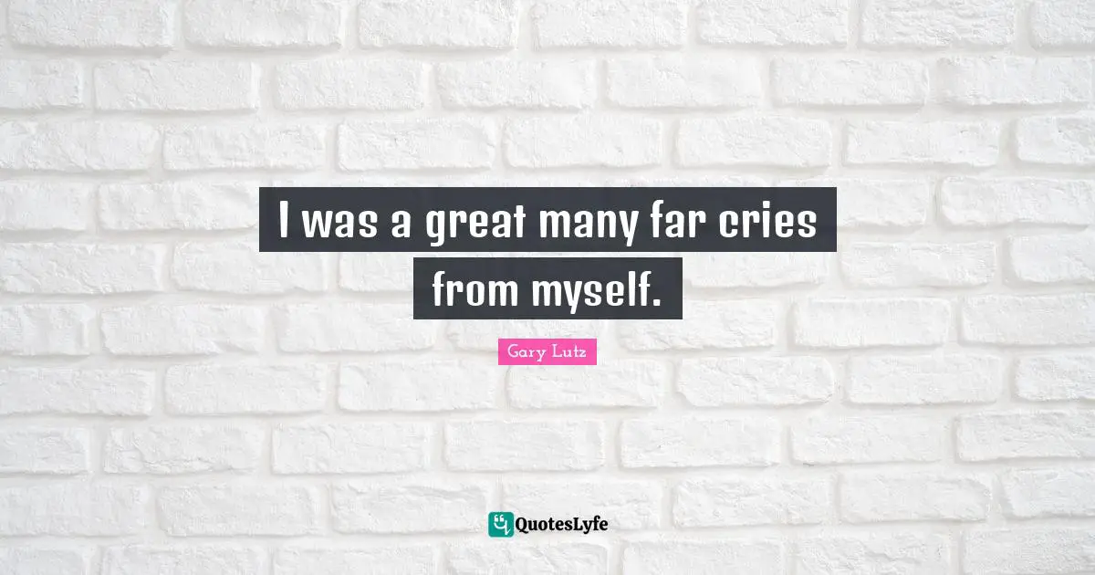 I was a great many far cries from myself.