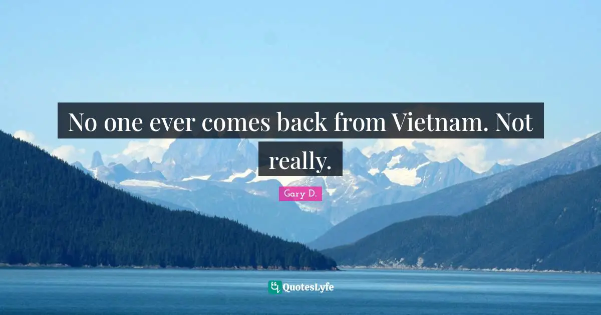 No one ever comes back from Vietnam. Not really.