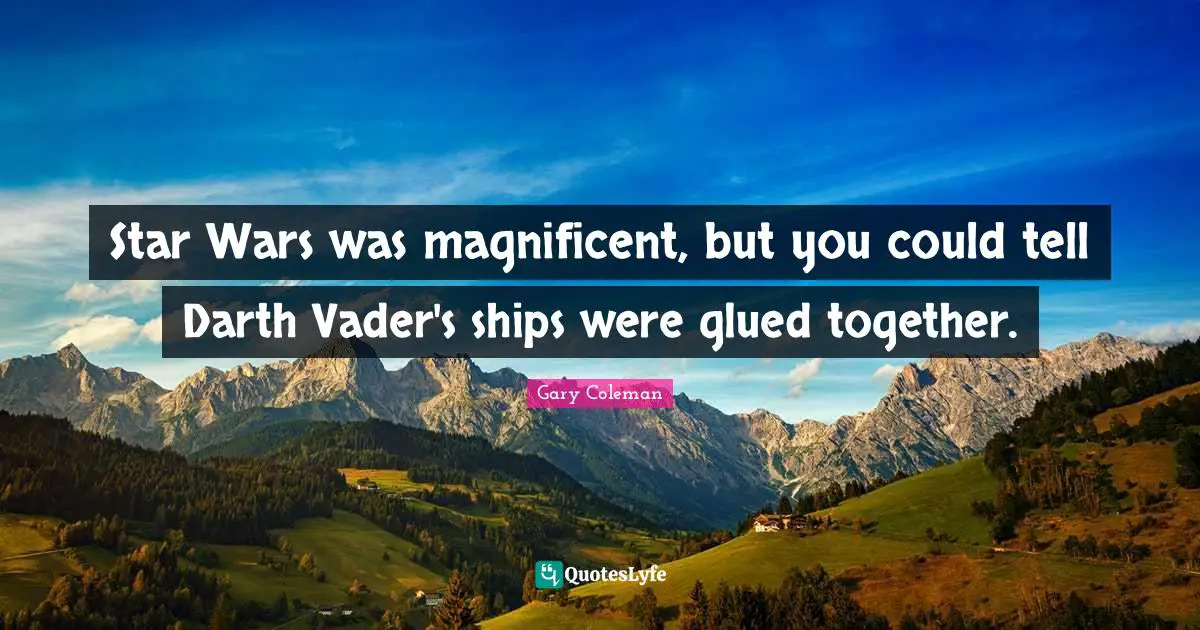 Star Wars was magnificent, but you could tell Darth Vader's ships were glued together.