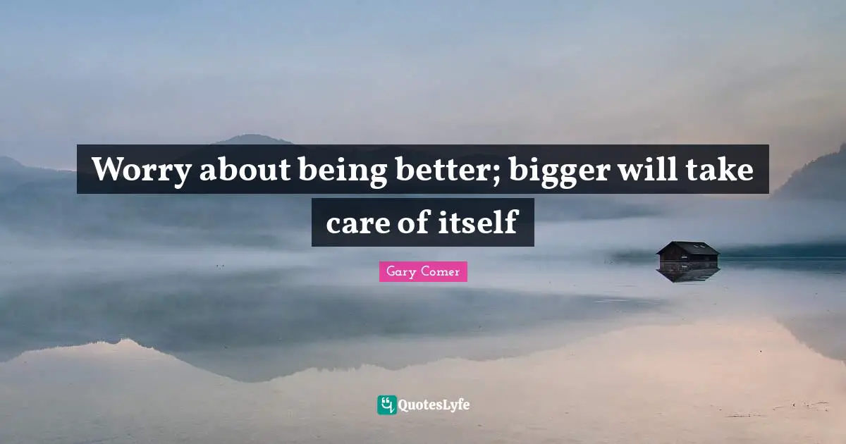 No Worry Quotes: "Worry about being better; bigger will take care of itself"