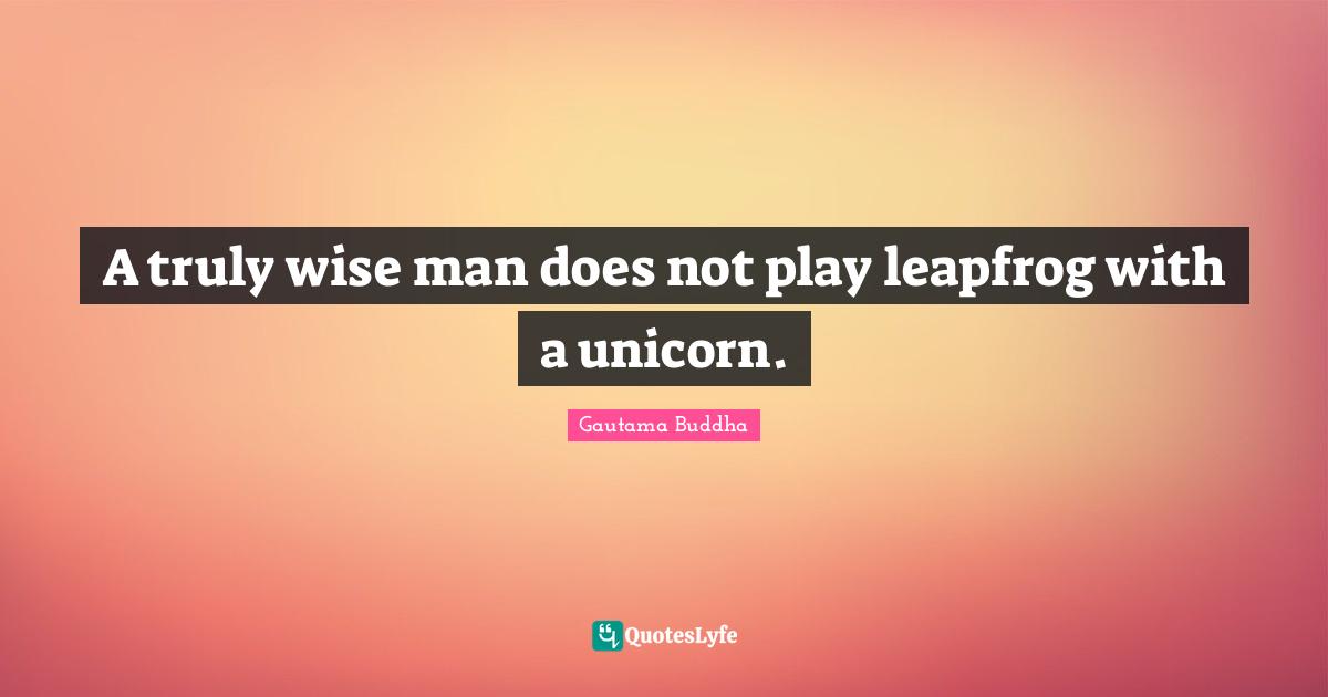 A truly wise man does not play leapfrog with a unicorn.
