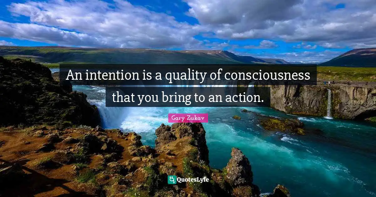 An intention is a quality of consciousness that you bring to an action.