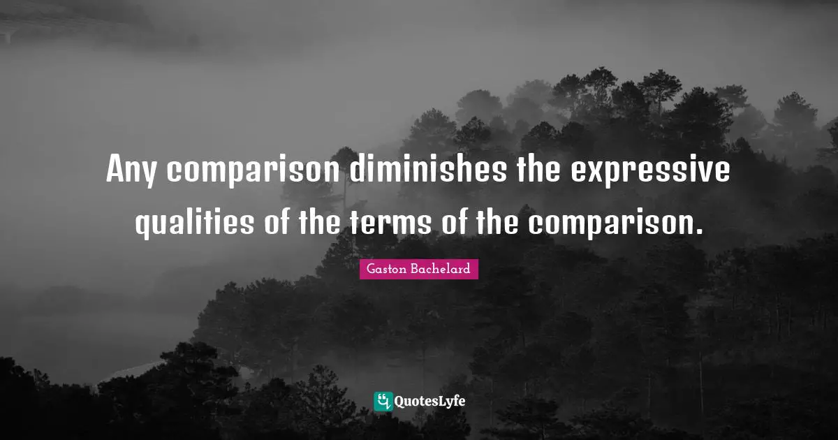 Any comparison diminishes the expressive qualities of the terms of the comparison.
