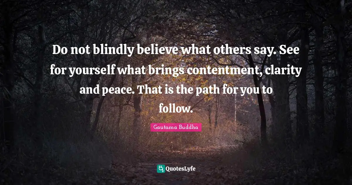 Do not blindly believe what others say. See for yourself what brings contentment, clarity and peace. That is the path for you to follow.