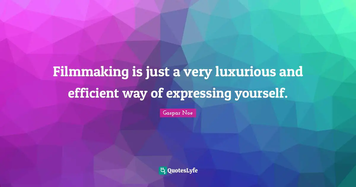 Luxurious Quotes: "Filmmaking is just a very luxurious and efficient way of expressing yourself."