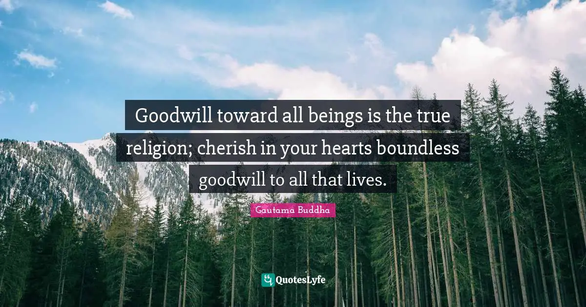 True Religion Quotes: "Goodwill toward all beings is the true religion; cherish in your hearts boundless goodwill to all that lives."