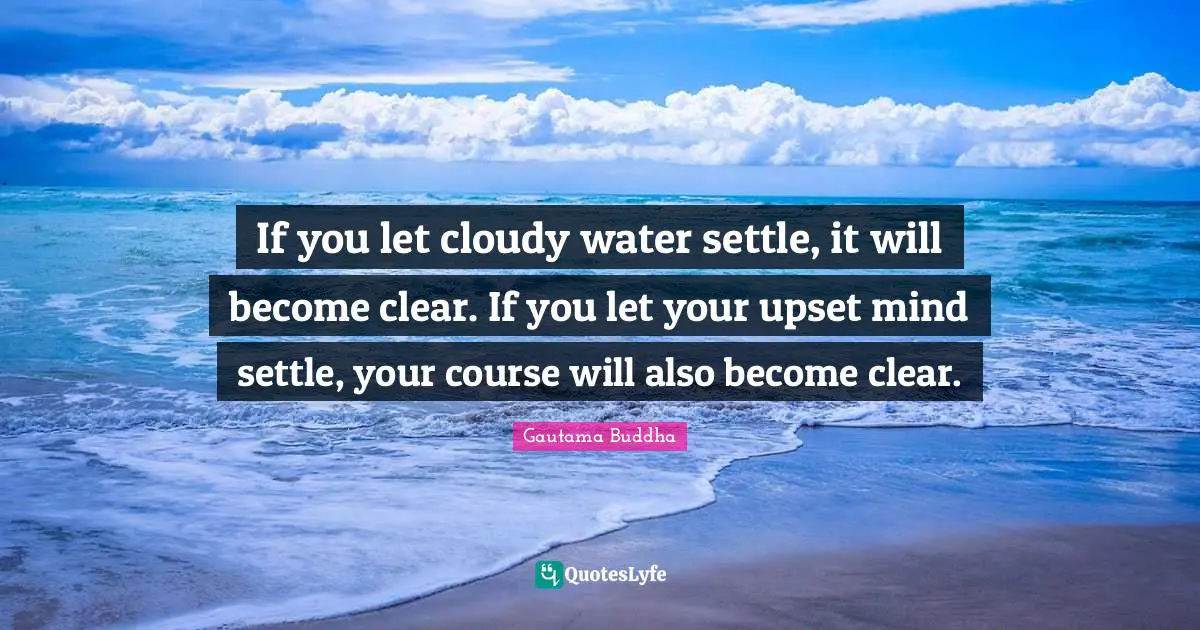 Clear Quotes: "If you let cloudy water settle, it will become clear. If you let your upset mind settle, your course will also become clear."