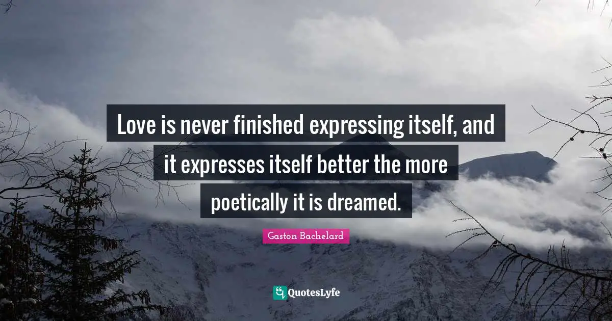 Love is never finished expressing itself, and it expresses itself better the more poetically it is dreamed.