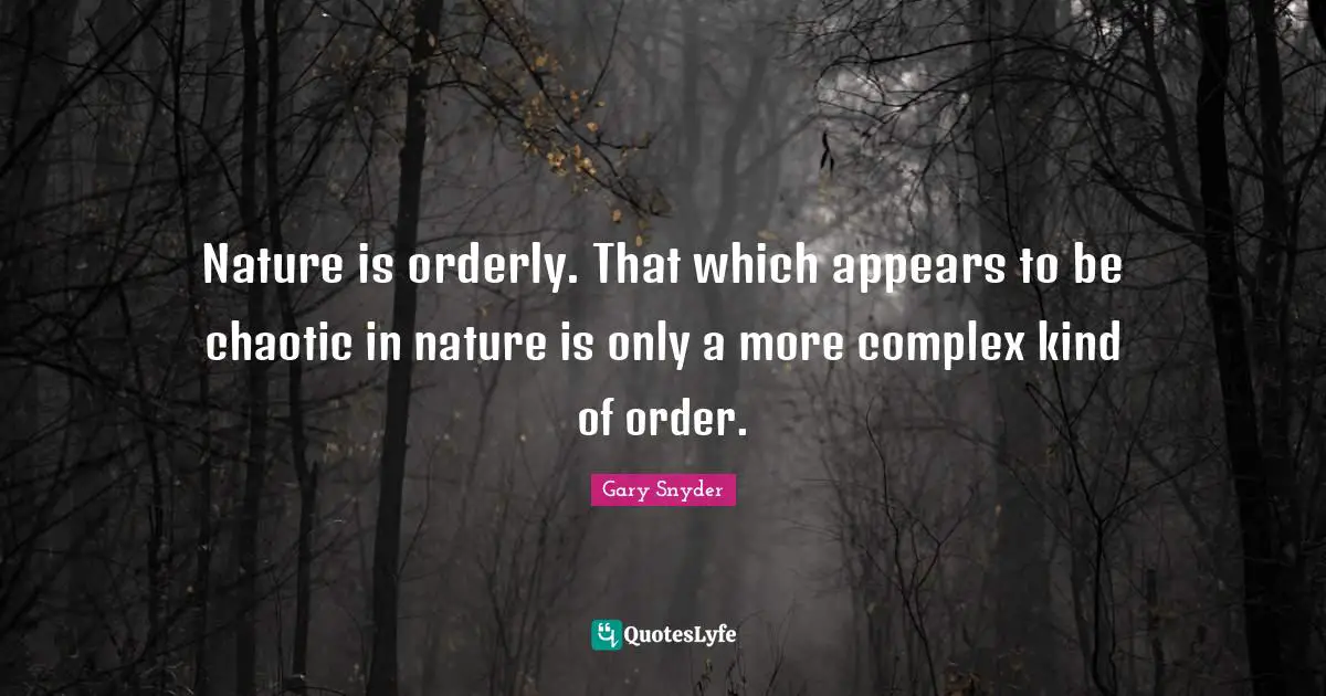 Nature is orderly. That which appears to be chaotic in nature is only a more complex kind of order.