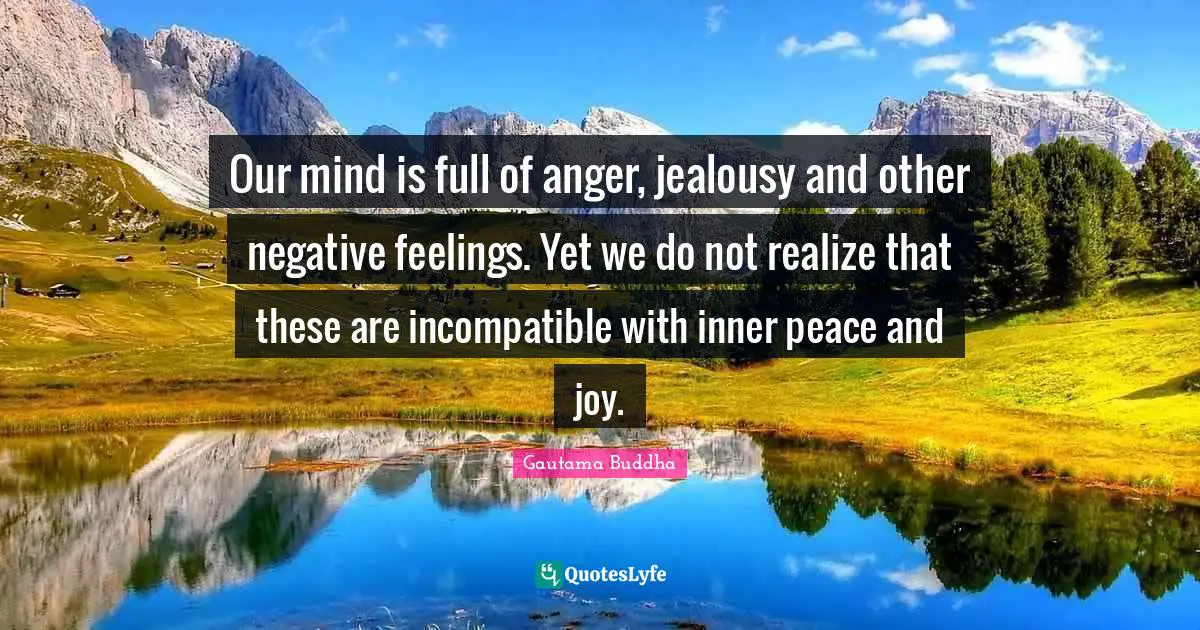 Our mind is full of anger, jealousy and other negative feelings. Yet we do not realize that these are incompatible with inner peace and joy.