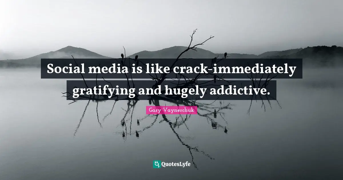 Social media is like crack-immediately gratifying and hugely addictive.
