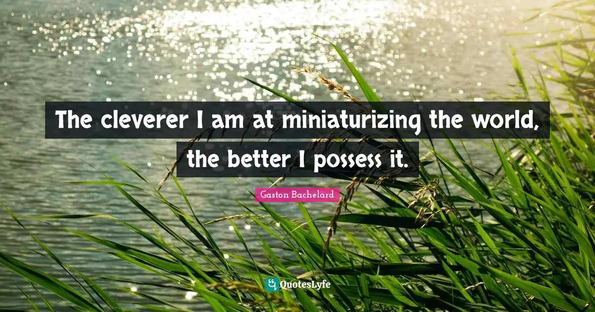 The cleverer I am at miniaturizing the world, the better I possess it.