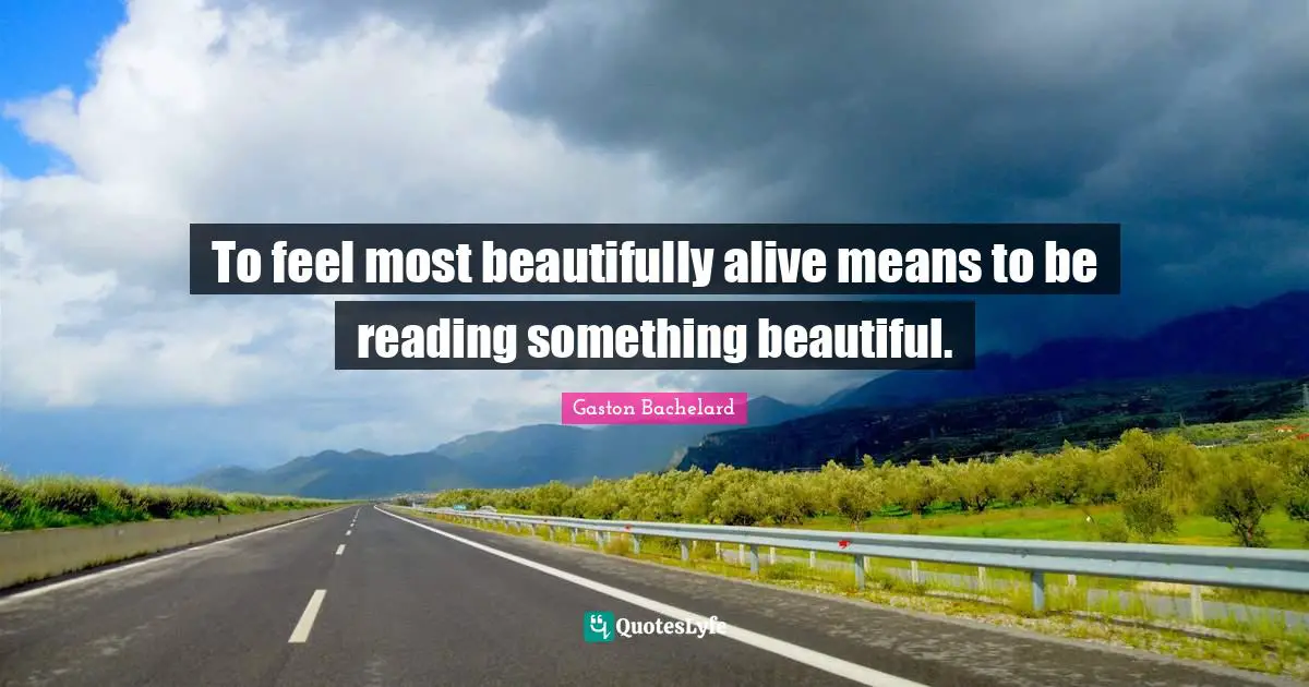 To feel most beautifully alive means to be reading something beautiful.