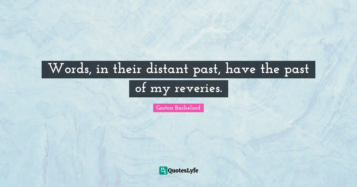 Words, in their distant past, have the past of my reveries.