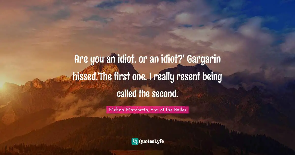 Are you an idiot, or an idiot?' Gargarin hissed.'The first one. I really resent being called the second.