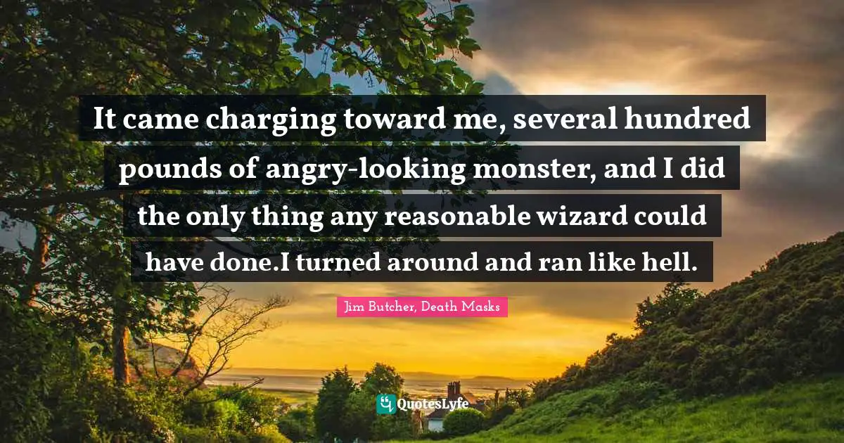 It came charging toward me, several hundred pounds of angry-looking monster, and I did the only thing any reasonable wizard could have done.I turned around and ran like hell.