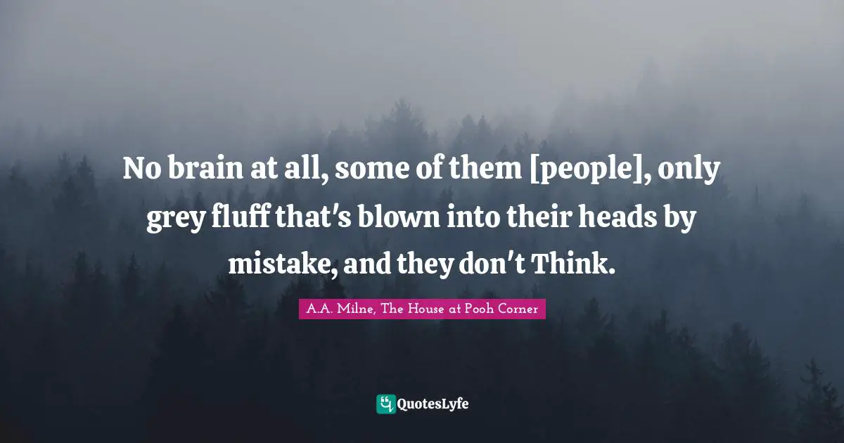 E.J.H. Corner Quotes: "No brain at all, some of them [people], only grey fluff that's blown into their heads by mistake, and they don't Think."